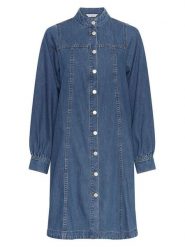 MOSS COPENHAGEN Sukienka dżinsowa "Rylan" w kolorze niebieskim rozmiar: L/XL. Niebieskie sukienki Moss Copenhagen, na co dzień, l, bez wzorów, z bawełny, bez kołnierzyka, bez ramiączek, midi, proste. Za 239.86 zł.