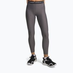 Legginsy treningowe damskie Under Armour HeatGear. Szare legginsy Under Armour, bez wzorów, sportowe. Za 129.99 zł.