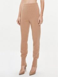 TWINSET Spodnie dzianinowe 232TT3201 Brązowy Regular Fit. Brązowe spodnie materiałowe Twinset, bez wzorów, z dzianiny. Za 639.99 zł.