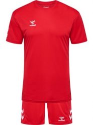 Zestaw koszulka + szorty Hummel Logo. Białe szorty sportowe Hummel, bez wzorów, z bawełny, z standardowym stanem, na fitness i siłownię. Za 190.00 zł.