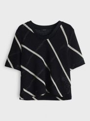 OPUS Sweter "Gemukki" w kolorze czarno-białym rozmiar: 40. Czarne swetry Opus, bez wzorów, bez ramiączek. Za 204.95 zł.