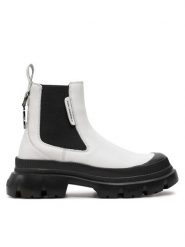 KARL LAGERFELD Sztyblety KL43534 Biały. Białe botki KARL LAGERFELD, bez wzorów, ze skóry, bez obcasa, na płaskiej podeszwie, bez zapięcia. Za 639.99 zł.