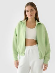 4F Bluza crop top rozpinana bez kaptura damska - zielona XS. Zielone bluzy bez kaptura 4f, xs, bez wzorów, z bawełny, bez kaptura. W wyprzedaży za 79.99 zł.