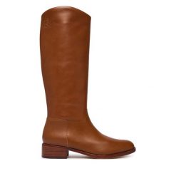 Kozaki LAUREN RALPH LAUREN. Brązowe kozaki Lauren Ralph Lauren, bez wzorów, bez obcasa, na płaskiej podeszwie, bez zapięcia. Za 1,599.00 zł.