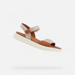 Sandały GEOX D XAND 2S Szary. Brązowe sandały Geox, bez wzorów, ze skóry, bez obcasa, bez zapięcia. Za 323.99 zł.