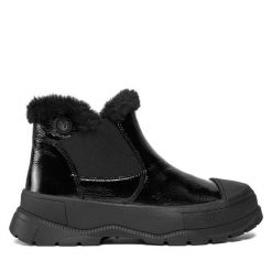 Botki Caprice. Czarne botki Caprice, bez wzorów, bez obcasa, na płaskiej podeszwie, bez zapięcia. Za 329.99 zł.