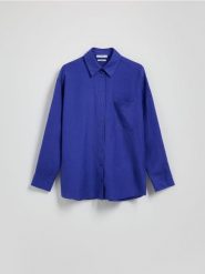 Koszula z lnem - niebieski. Niebieskie koszule Reserved, l, bez wzorów, z tkaniny, bez kołnierzyka, bez ramiączek. Za 119.99 zł.