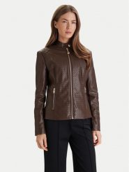 Guess Kurtka z imitacji skóry W6RL52 WL850 Brązowy Regular Fit. Brązowe kurtki Guess, xxl, z aplikacjami, ze skóry, bez kaptura. Za 619.99 zł.