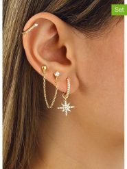 Miu Silver Pozłacane kolczyki (3 szt.) z cyrkoniami rozmiar: onesize. Szare kolczyki Miu Silver, z cyrkonią, pozłacane. Za 130.99 zł.