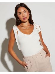 Milan Kiss Top w kolorze kremowym rozmiar: XL. Brązowe topy Milan Kiss, xl, bez wzorów, bez kołnierzyka, bez ramiączek. Za 61.46 zł.