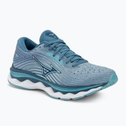 Buty do biegania damskie Mizuno Wave Sky 6 blue shadow/white/milky blue. Niebieskie buty do biegania Mizuno, bez wzorów, bez zapięcia, do biegania, mizuno wave. Za 319.99 zł.