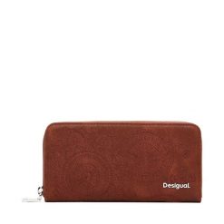Duży Portfel Damski Desigual. Brązowe portfele Desigual, bez wzorów. Za 159.99 zł.