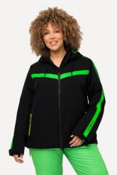 Damskie Kurtka narciarska stretch wodoodporna 2-kierunkowy zamek błyskawiczny. Czarne kurtki narciarskie Ulla Popken, plus size, bez wzorów, z elastanu, z kapturem, narciarskie. Za 1,399.99 zł.