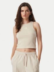 Adidas Top Kit Small Logo Rib Tank KS7834 Kremowy Slim Fit. Białe topy adidas, xs, bez wzorów, z bawełny, bez kołnierzyka, bez ramiączek. Za 129.99 zł.