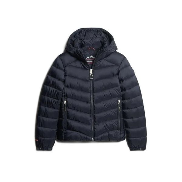 Damska kurtka puchowa Superdry. Niebieskie kurtki Superdry, xs, bez wzorów, z materiału, eleganckie, z kapturem. Za 649.00 zł.