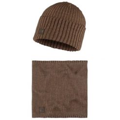 Czapka dla dorosłych Buff Gift Pack Set Beanie and Neckwarmer. Brązowe czapki zimowe Buff, bez wzorów, z poliesteru, sportowe. Za 199.99 zł.