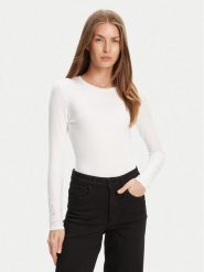 Guess Jeans Body W4BP41 J1314 Biały Slim Fit. Białe body i gorsety Guess Jeans, z aplikacjami, z bawełny, bez ramiączek. Za 219.99 zł.