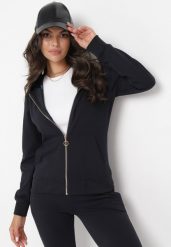 Czarna Bluza Rozsuwana z Kapturem Ecula. Czarne bluzy Born2be, xl, bez wzorów, z kapturem. W wyprzedaży za 67.99 zł.