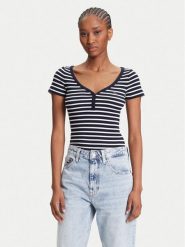 Tommy Jeans T-Shirt Henley DW0DW20902 Granatowy Slim Fit. Niebieskie t-shirty Tommy Jeans, s, bez wzorów, z bawełny, bez kołnierzyka, bez ramiączek. Za 169.99 zł.