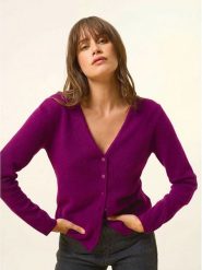 Just Cashmere Kaszmirowy kardigan "Norma" w kolorze fioletowym rozmiar: 2XL. Różowe swetry Just Cashmere, xl, bez wzorów, z kaszmiru, bez ramiączek. Za 452.45 zł.