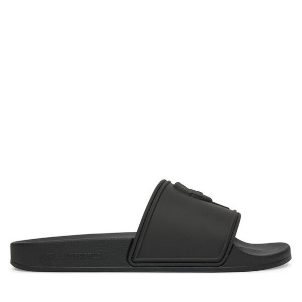 Klapki KARL LAGERFELD. Czarne klapki KARL LAGERFELD, bez wzorów, bez obcasa, bez zapięcia. Za 259.99 zł.