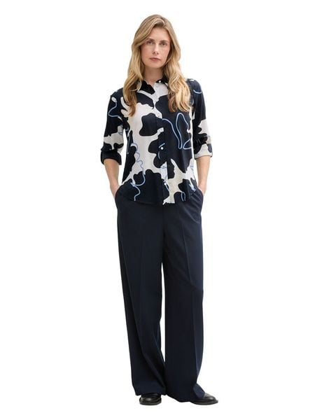 Tom Tailor Bluzka w kolorze biało-granatowym rozmiar: 38. Białe bluzki Tom Tailor, bez wzorów, bez kołnierzyka, bez ramiączek. Za 87.19 zł.