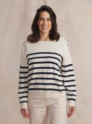 Sweter damski TBS Selen. Białe swetry TBS, na lato, l, bez wzorów, z bawełny, eleganckie, bez ramiączek. Za 311.00 zł.