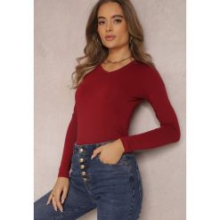 Bordowa Bluzka Phila. Czerwone bluzki Renee, l, bez wzorów, z dzianiny, bez kołnierzyka, bez ramiączek. W wyprzedaży za 44.99 zł.