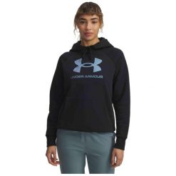 Bluza Under Armour Rival Feelce Shimmer Hoody. Czarne bluzy Under Armour, bez wzorów, sportowe, bez ramiączek, bez kaptura. Za 159.99 zł.