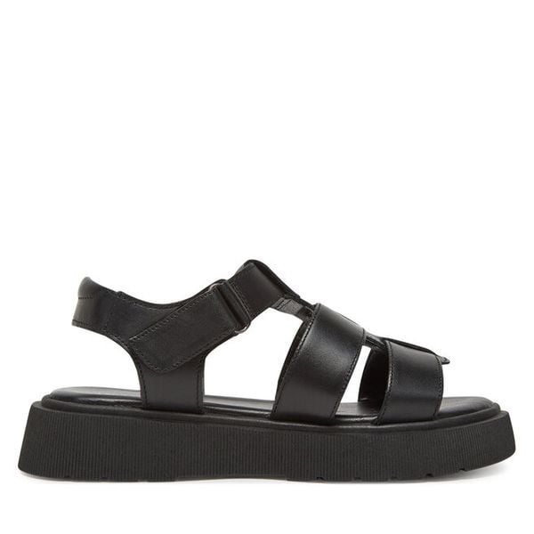 Sandały Lasocki. Czarne sandały Lasocki, bez wzorów, bez obcasa, na koturnie, bez zapięcia. Za 179.99 zł.