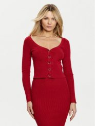 Guess Kardigan W5RR08 Z2V62 Czerwony Regular Fit. Czerwone swetry Guess, xl, z aplikacjami, z wiskozy, bez ramiączek. Za 249.99 zł.
