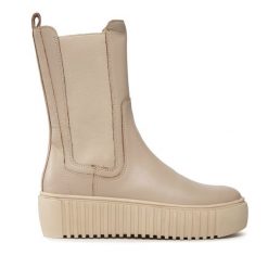 Botki Eva Minge. Brązowe botki Eva Minge, bez wzorów, bez obcasa, na płaskiej podeszwie, bez zapięcia. Za 419.99 zł.