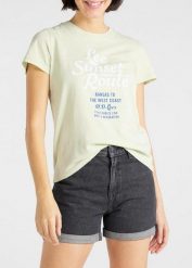LEE GRAPHIC TEE DAMSKI T-SHIRT KOSZULKA NADRUK LOGO REGULAR FIT SUMMER GREEN L41AEPNK 112108854. Zielone t-shirty Lee, l, bez wzorów, bez kołnierzyka, bez ramiączek. Za 69.99 zł.