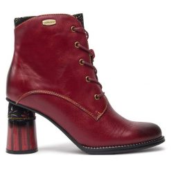 Botki Laura Vita. Czerwone botki LAURA VITA, bez wzorów, bez obcasa, na słupku, bez zapięcia. Za 379.99 zł.