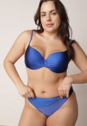 Niebieskie Bikini Biustonosz i Figi z Ozdobnym Marszczeniem i Aplikacją Periete. Niebieskie bikini Born2be, z aplikacjami, eleganckie. Za 99.99 zł.