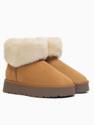 Blackfield Botki zimowe "Olivia" w kolorze jasnobrązowym rozmiar: 39. Brązowe botki Blackfield, bez wzorów, bez obcasa, bez zapięcia. Za 191.88 zł.