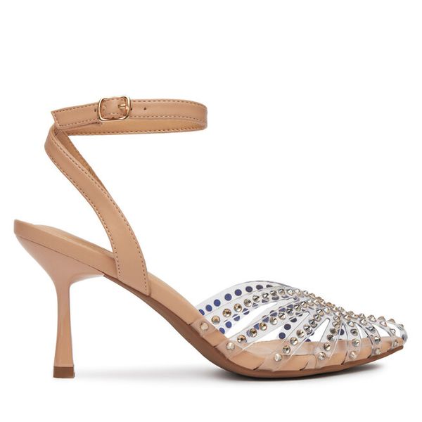 Sandały JENNY. Brązowe sandały Jenny, bez wzorów, bez obcasa, na szpilce, bez zapięcia. Za 139.99 zł.