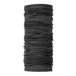 Chusta wielofunkcyjna z wełny merynosów Buff Merino Lightweight. Szare chusty Buff, bez wzorów, z wełny, sportowe. Za 118.00 zł.