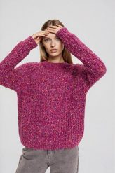 Sweter z ozdobną strukturą fuksjowy. Swetry MOODO, l, bez wzorów, z poliamidu, bez ramiączek. Za 159.99 zł.
