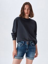LTB Szorty dżinsowe "Becky X" w kolorze granatowym rozmiar: XS. Niebieskie szorty LTB, z aplikacjami, ze skóry, klasyczne. Za 92.95 zł.