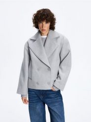 Flauszowy płaszcz oversize - jasnoszary. Szare płaszcze Reserved, l, bez wzorów, z tkaniny, bez kaptura. Za 259.99 zł.