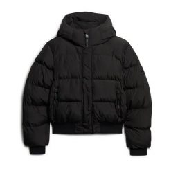 Damska ocieplana kurtka Superdry Hooded Sports. Czarne kurtki Superdry, bez wzorów, z puchu, bez kaptura. Za 526.60 zł.