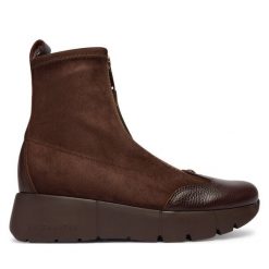 Botki Hispanitas. Brązowe botki Hispanitas, bez wzorów, bez obcasa, na płaskiej podeszwie, bez zapięcia. Za 699.99 zł.