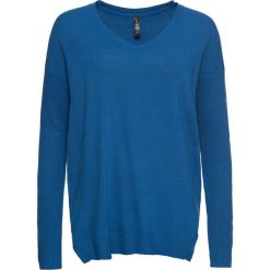 Sweter z dużym dekoltem w serek bonprix niebieski. Swetry marki INESIS. Za 59.99 zł.