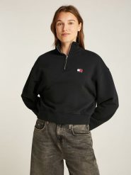 TOMMY JEANS Bluza w kolorze czarnym rozmiar: L. Czarne bluzy Tommy Jeans, l, bez wzorów, z bawełny, bez kaptura. Za 260.35 zł.