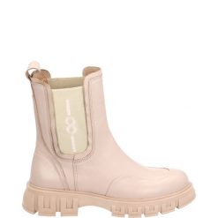 SZTYBLETY DAMSKIE 11909 BEIGE. Brązowe botki Venezia, bez wzorów, ze skóry, bez obcasa, bez zapięcia. Za 199.00 zł.