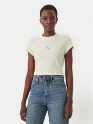 Calvin Klein Jeans T-Shirt LV047F833G Żółty Slim Fit. Żółte t-shirty Calvin Klein Jeans, s, bez wzorów, z bawełny, bez kołnierzyka, bez ramiączek. Za 209.99 zł.