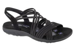 Sandały SKECHERS REGGAE SLIM - SUNNYSIDE Czarny. Czarne sandały Skechers, bez wzorów, z materiału, bez obcasa, bez zapięcia. Za 204.99 zł.
