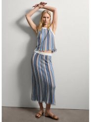 STEFANEL Spódnica w kolorze kremowo-niebieskim rozmiar: M. Niebieskie spódnice Stefanel, na co dzień, m, bez wzorów, midi, proste. Za 260.99 zł.