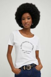 Answear Lab t-shirt bawełniany kolor biały. Białe t-shirty Answear Lab, l, bez wzorów, z bawełny, bez kołnierzyka, bez ramiączek. Za 119.99 zł.